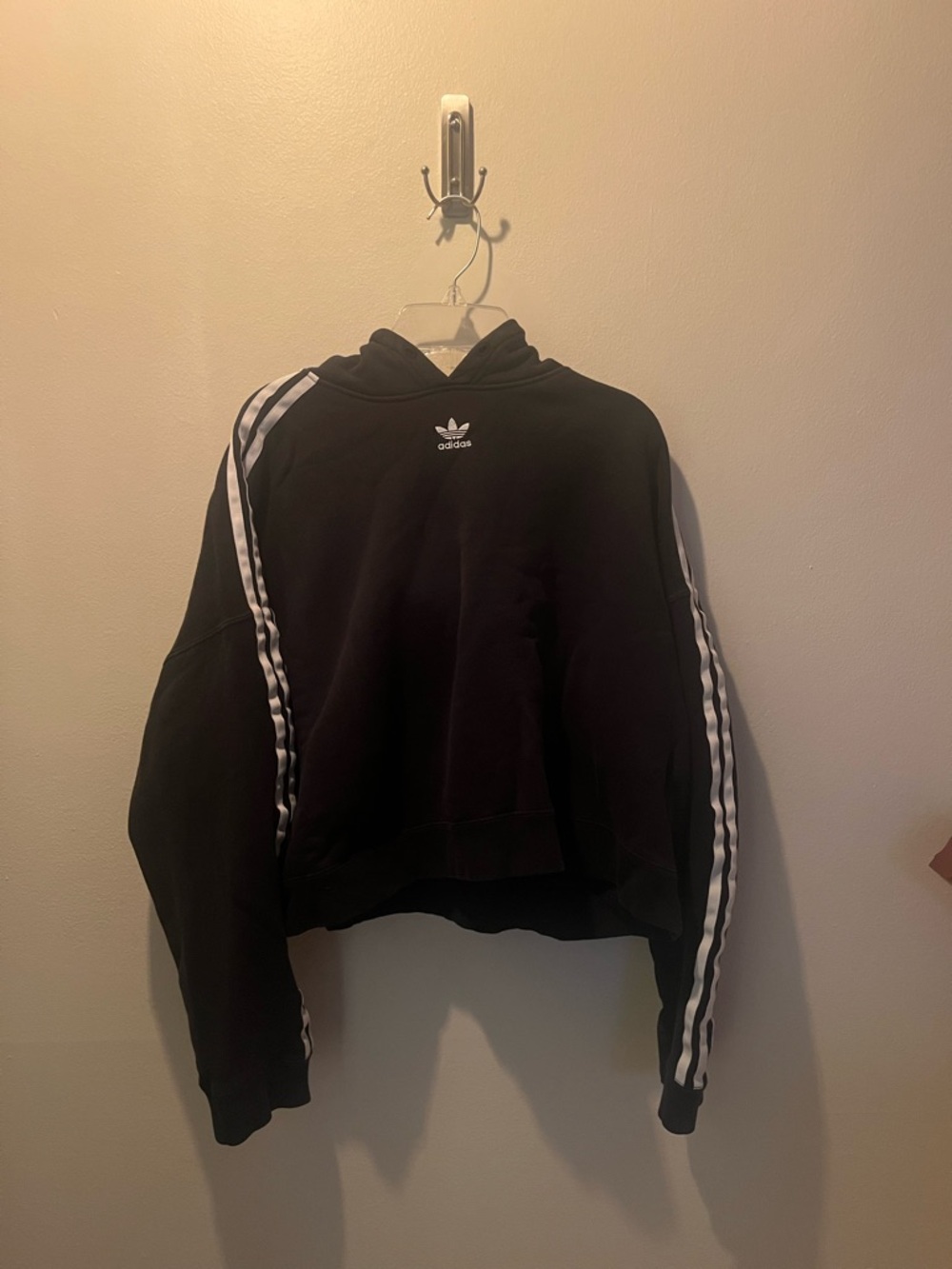 adidas cropped Black Hoodie with Subtle Logo